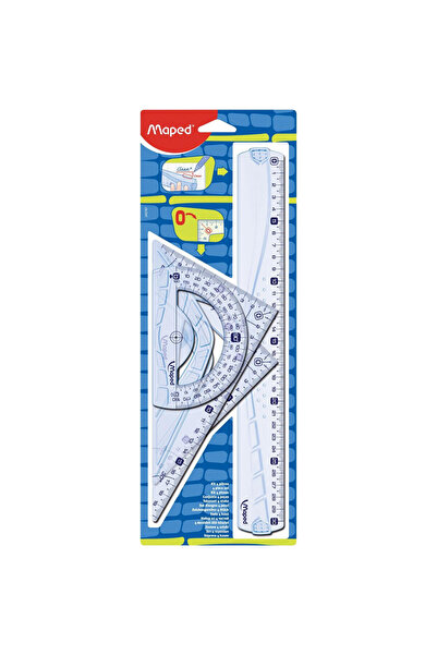 Maped Set geometrie Maped, kit de desen, rigla 30 cm, echer 45°/60°, unghiome...