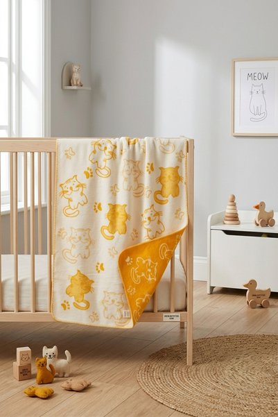 Lorvian Noletti Cotton Cat Patterned Soft Baby Blanket