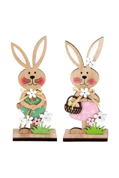 OEM Figurine decorative iepurasi, din lemn, pentru Paste, 20cm