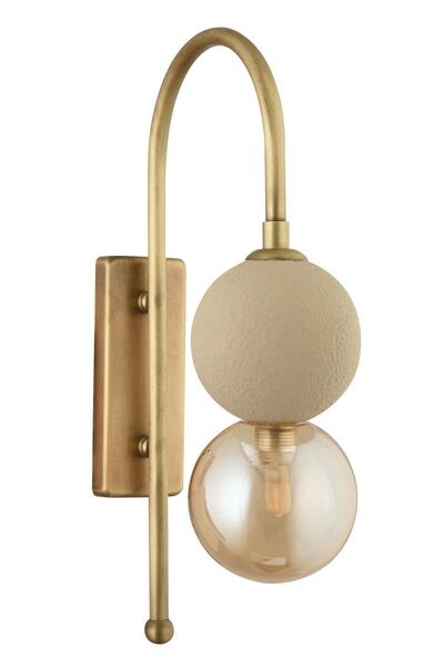 Avonni AP-7016-1010-KRM Krem Boya Aplik E27 Metal Cam H: 39 cm, WxD: 15x23 cm