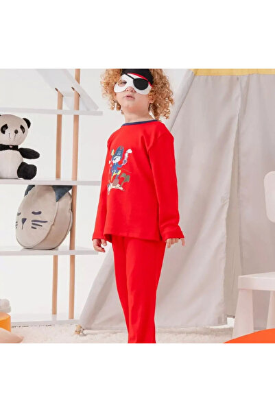 BUUDE 100% Cotton Boy's Pajama Set with Pirate Pattern Bag and Mask
