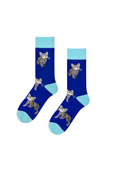 CARNAVAL SOCKS Cute Cat Patterned Blue Unisex Socks
