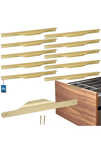 KOTARBAU Mâner de mobilier modern tip  "Edge " din aluminiu auriu mat 192 / 2...