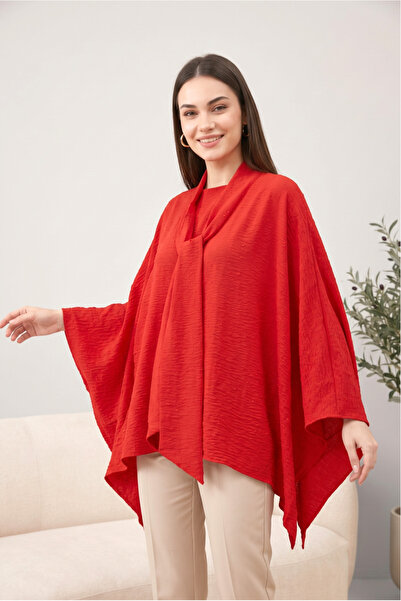 SADEL Oversize Arkası Uzun Tunik - Kırmızı