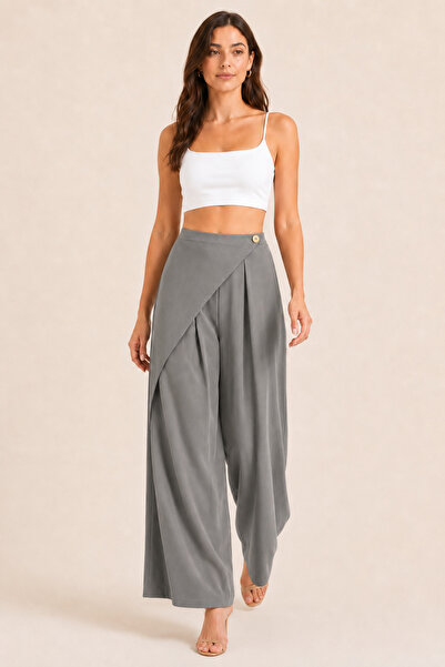 De Carte Women's Modal Fabric Brown High Waist Asymmetrical Hem Look Loose-Le...