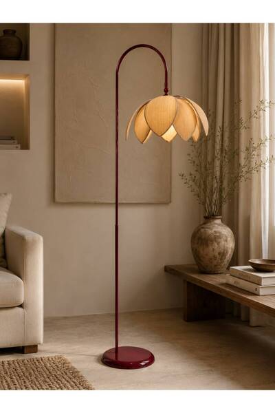 Emg DesiGn Lale Başlıklı Lambader Hareketli Başlık Modern Dekoratif Oturma Od...