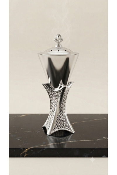 Bin Shihon Emerald Incense Burner, Silver, Full Size, Medium, Height 26 Cm.