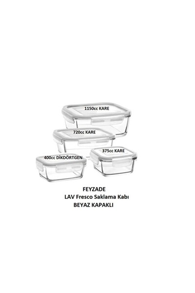 Empressco White Lidded Glass Storage Container Set, 4-Piece, Practical and St...