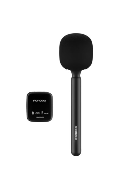 porodo Two-Device Connect Handheld Lavalier Microphone with Automatic Noise R...