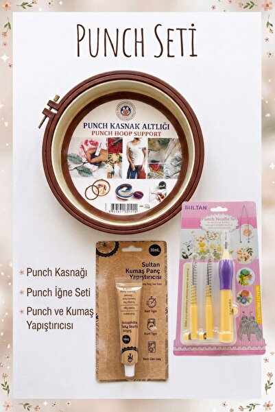 hobi dünyası evim Punch Seti 3'lü Set Punch Kasnağı Punch İğnesi Punch ve Kum...