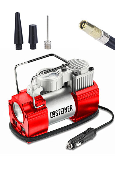 STEİNER 12v Çakmaklık Girişli 150 psi Mini Hava Kompresörü Kırmızı