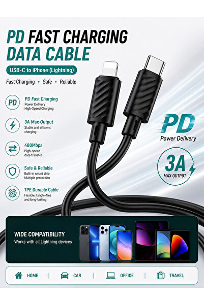 hoco. Cablu de încărcare și transfer de date HOCO X88 USB-C la Lightning, PD ...