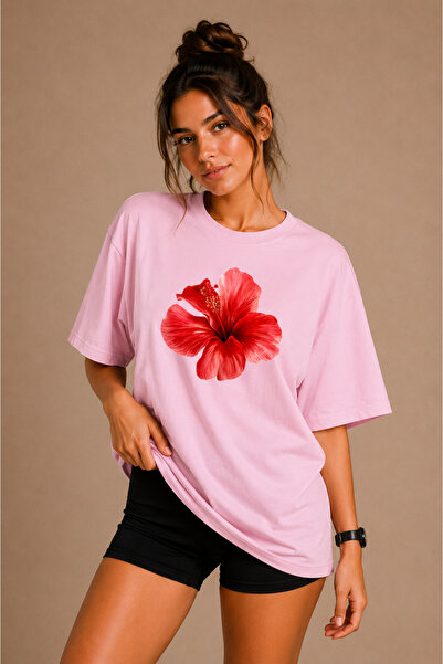 FECCY Tricou Premium Hibiscus Unisex Oversize pentru femei Tricou pentru bărb...