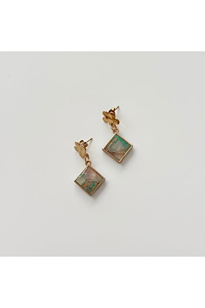 Vesce Atelier Mint Flora Handmade Square Earrings