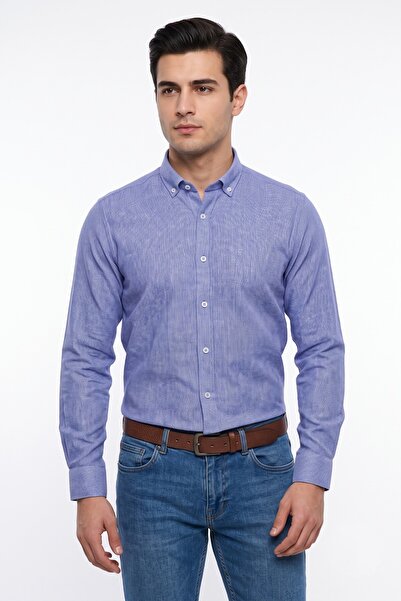 Mösyö Men's Slim Fitt Long Sleeve 100% Cotton Shirt Bgl-St05627