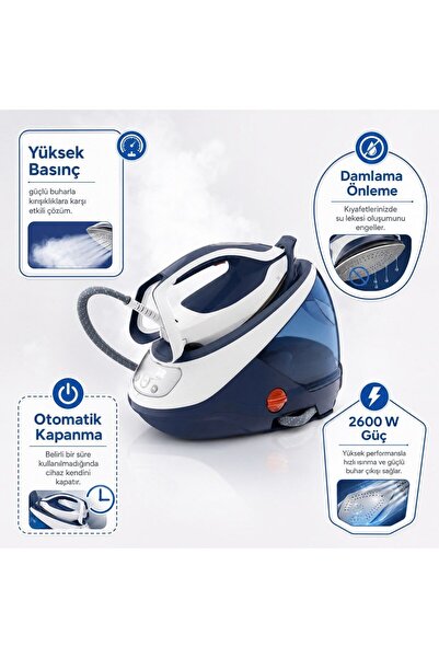 TEFAL Pro Express Buhar Kazanlı Ütü Mavi | Protect Kireç Sistemi, 7,6 Bar, 26...