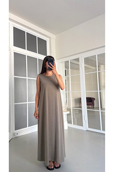 GAUS CO Haki OYS Model Sıfır Kol Basic Elbise GAUS-01729 GAUS-01728