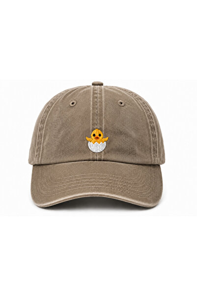 WeavedCo Cute Chick Emoji Embroidered Vintage Washed Cap Hat
