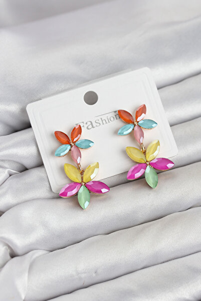 OGHAMAY Mixed Color Crystal Flower Earrings