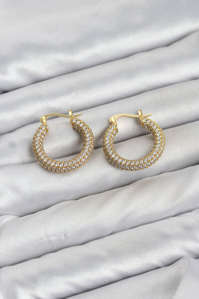 OGHAMAY Gold Color Full Zircon Stone Hoop Women's Earrings