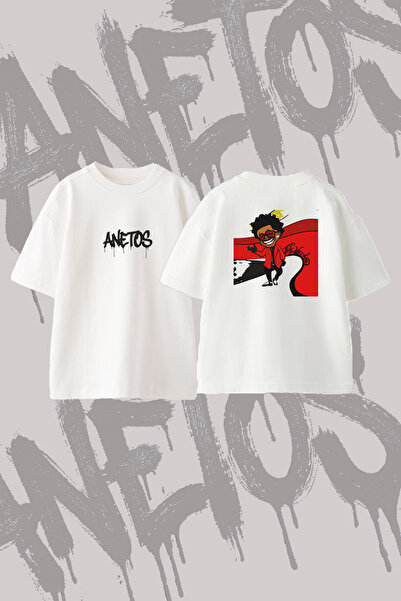 Anetos The Weeknd_8 Design Back Printed Cotton White Oversize T-Shirt