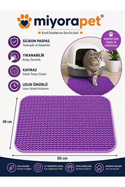 miyora Miyorapet Kedi Tuvalet Önü Kum Paspası 50x39 cm – Kaymaz Silikon