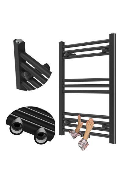 Granitan Radiator Baie Tip Scara Raven, 70x60 cm, Negru, 316 W, Otel