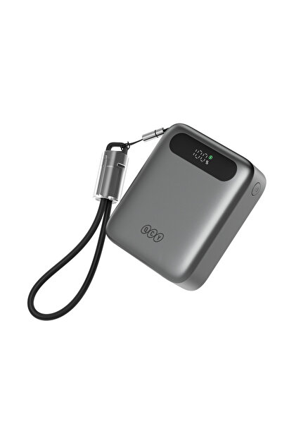 QCY Power Bank 10000mAh 22.5W Fast Charging - Grey- PB10D-G – Portable Charger with USB-C & USB-A Output, PD/QC Fast Charge Support, Compact Travel Power Bank Grey