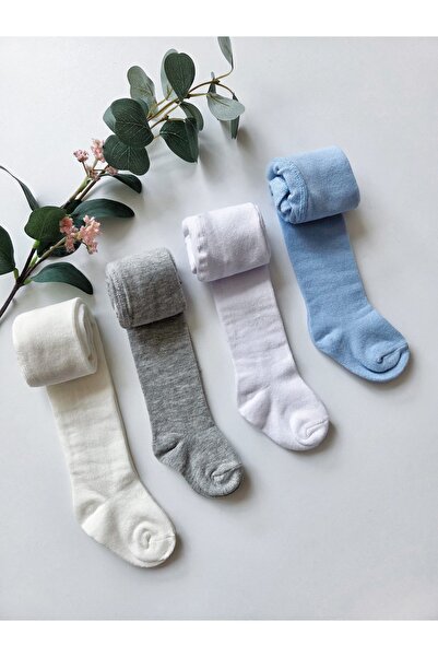 Panfilia Cotton Baby Pantyhose White-Grey-Cream-Blue Set of 4 / Girls Boys Un...