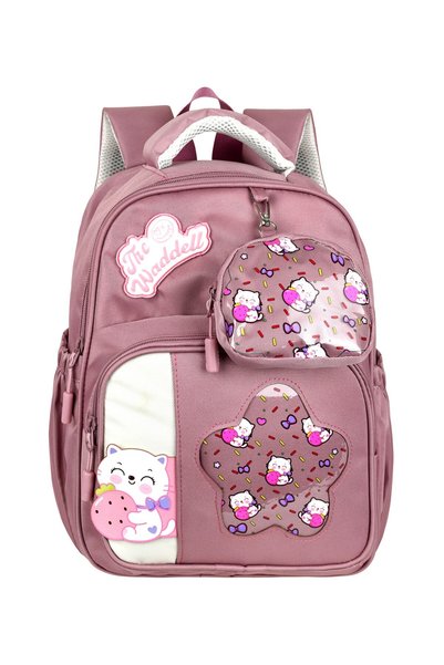 Waddell Twill Transparent Patterned Sweet Cute Girl Nursery Kindergarten Preschool Bag with Small Mini Wallet as a Gift.