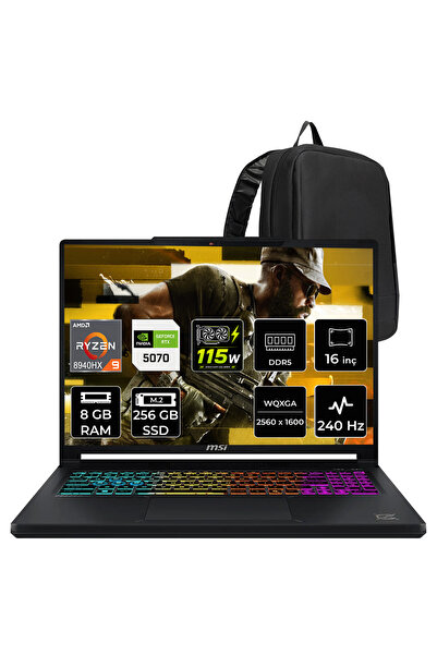 MSI Crosshair A16 HX Ryzen 9 8940HX RTX 5070 8GB 115W 8GB RAM 256GB SSD 16″ Q...