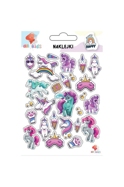 All4Kids Autocolante unicorni, set creativ pentru copii 3+, 100x150 mm, multi...