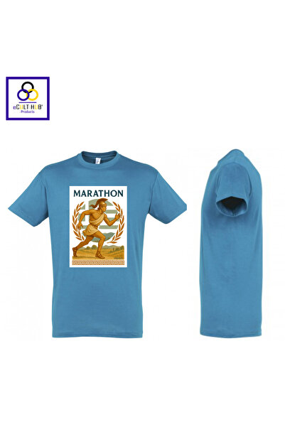 eCult Hub eC T-shirt Marathon 5 - Σιέλ (έντονο γαλάζιο)