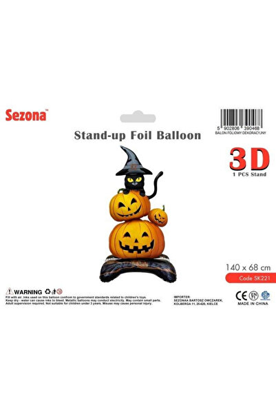 OEM Balon foliowy 3D Sezona, dovleci si pisica neagra, multicolor, 140x68 cm