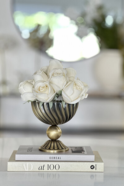 Shura Homeware مزهرية زهور سيلين معدنية عتيقة لديكور المنزل