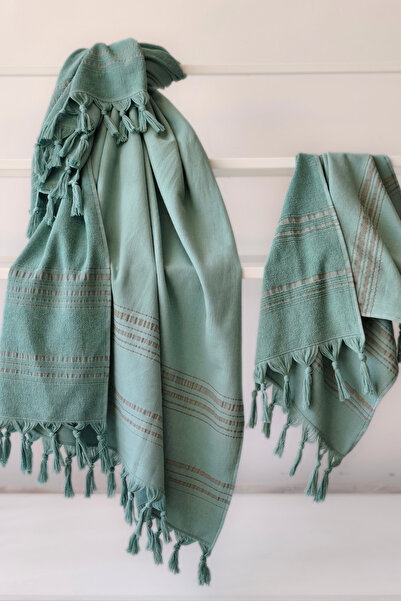 Sevim 100% Cotton Towel Peshtemal Peskir Set-Striped Beach Towel Set-Çağla