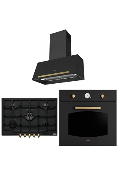 Franke Rustik Ankastre Set Nero (FCO 70 Onyx Nero Siyah Rustik Davlumbaz - FC...