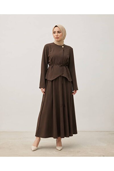 ankanoor Asymmetrical Cut Cupra Skirt-Blouse Set Anka261037