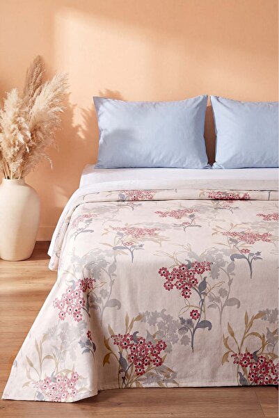 Rivaİstanbul Purple Bud Patterned Double Printed Pique & Bedspread 200X230 cm