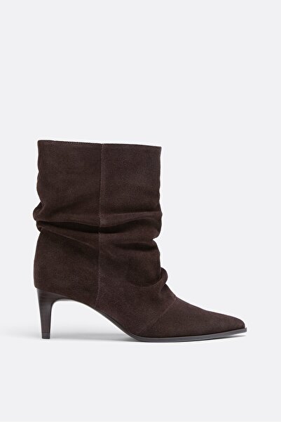 Stradivarius Deri slouchy stiletto topuklu bot
