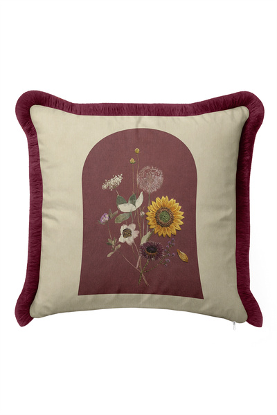 Evimde Bambaşka Vintage Floral Patterned Fringed Pillowcase - Still Life Flor...