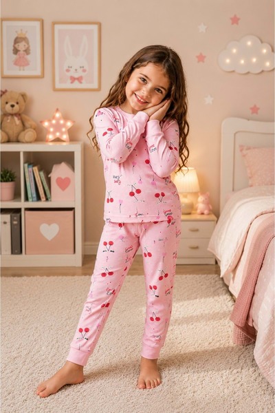 Mnk Baby&Kids Girl's Printed Cotton 2-Piece Pajama Set M00845 Pink