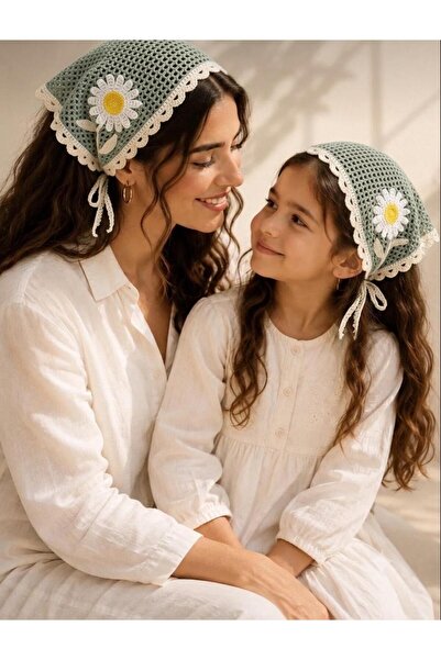 İNCİ ÇEYİZ مجموعة من قطعتين من الباندانات المحبوكة للأم والابنة - باندانات شع...