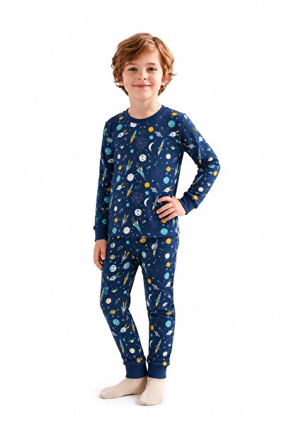 Mnk Baby&Kids Erkek Çocuk Baskılı Penye Pijama Takımı M00844 İNDİGO