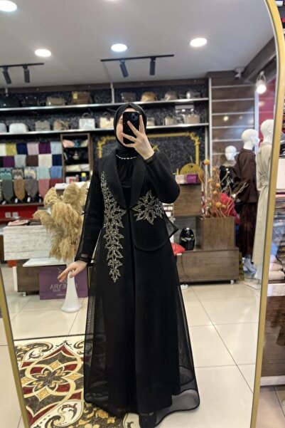 HÜMEYRA BUTİK File Ve Taş Detaylı Abaya