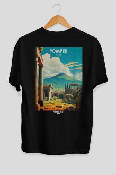 Ankhises Pompeji Italija Crna Oversize Country City Majica sa zadnjim printom...