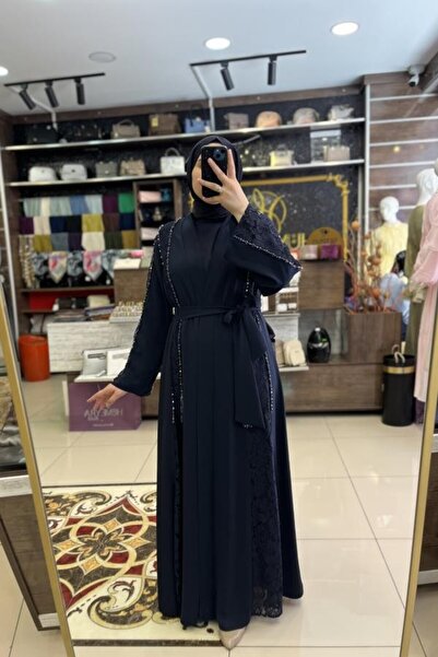HÜMEYRA BUTİK Lace Beading Detailed Abaya