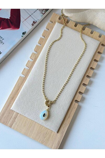 ANKA JEWELLRY Women's Stainless Steel Gold Color White Drop Necklace