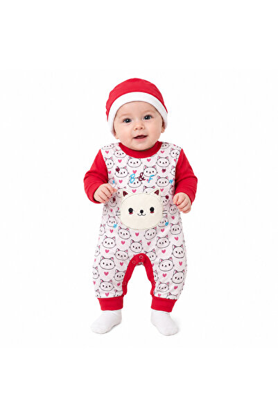 Generic Baby Romper with Matching Hat, Long Sleeve Cat Print-1Year | Snap But...