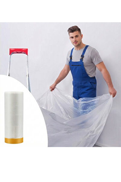 mucit home Yapışkanlı Boya Badana Eşya Koruma Hışır Örtüsü 15 Mt x 180 Cm Boy...